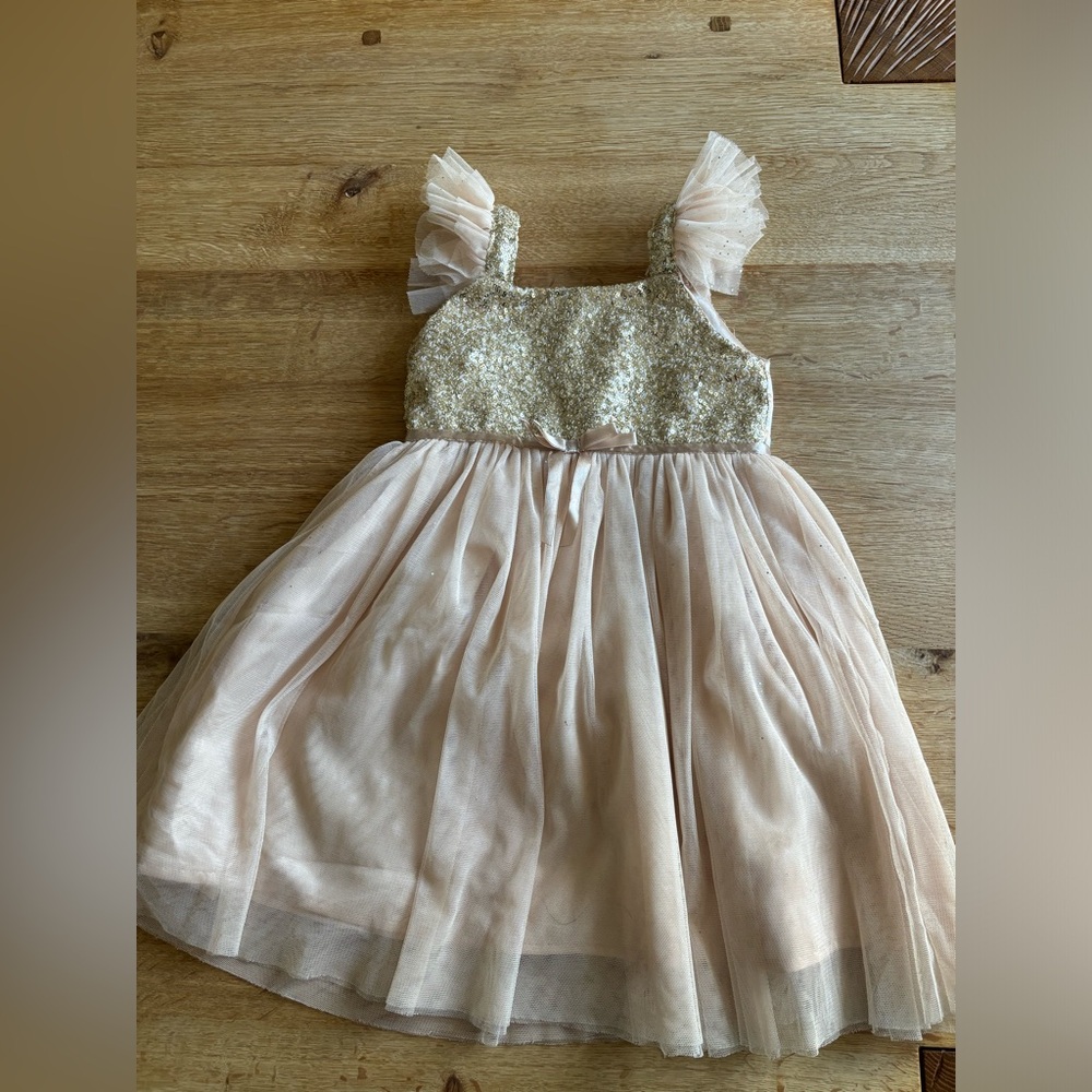 Toddler Gold Sequin Flower Girl Dress